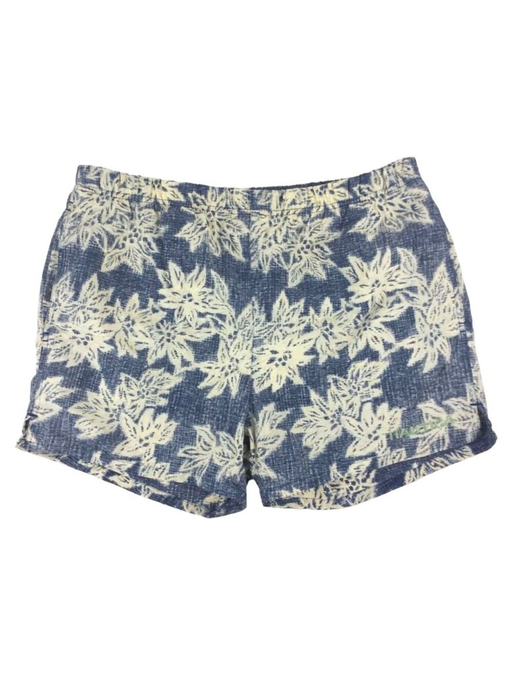 Nautica Mens Swim Trunks Shorts Blue Cream Floral Elastic Waist Size Medium